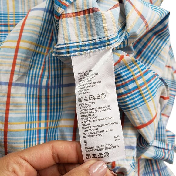 Tommy Bahama Plaid Shirt Mens XL Cotton Silk Short Sleeve Button Up - Picture 4 of 7